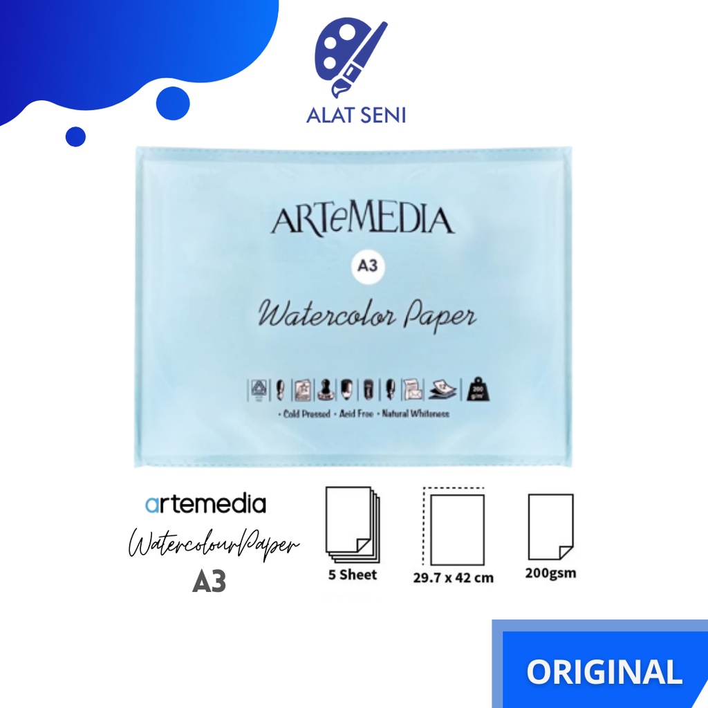 Jual Artemedia Watercolour Paper A3 Isi 5 Lembar Kertas Khusus Cat Air A3 Shopee Indonesia 2749