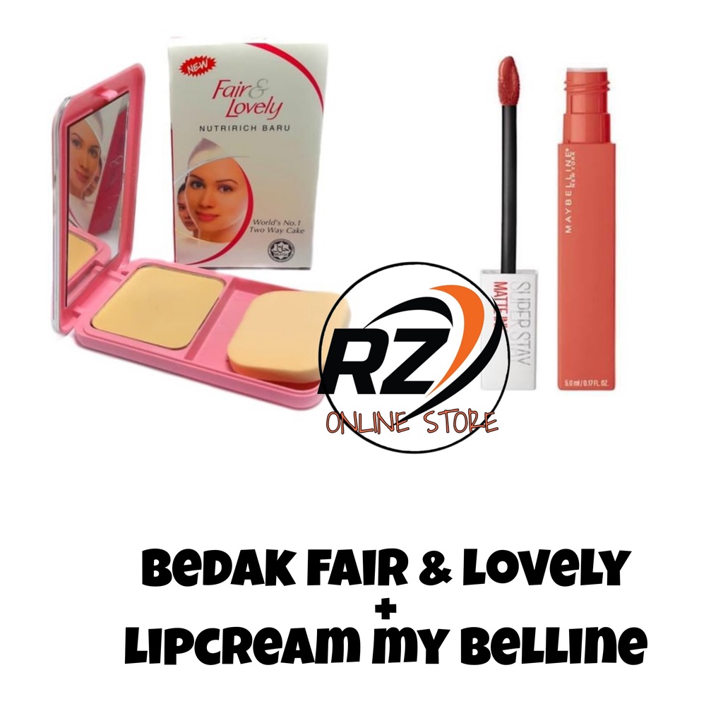 Jual Bedak Fair & Lovely Two Way Cake plus Lipstik SuperStay Matte Ink