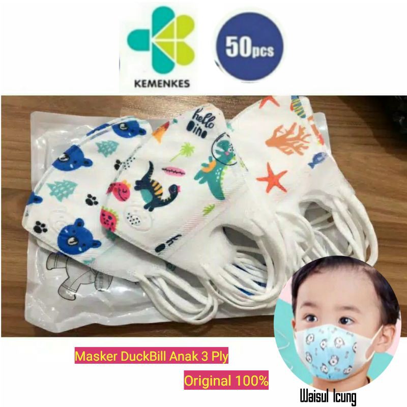 Jual Masker Duckbill Anak 3ply 1 BOX Isi 50 KN95 Surgical Medis ...