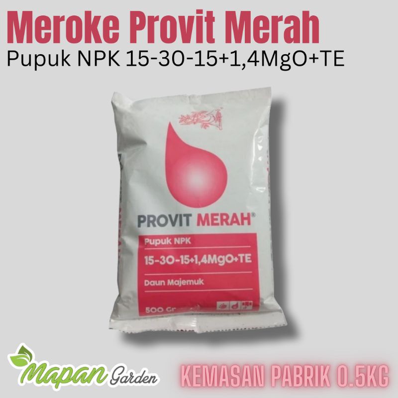 Jual Pupuk Daun NPK Provit Merah 15-30-15+1.4MgO+TE Meroke 0.5 kg 500 ...