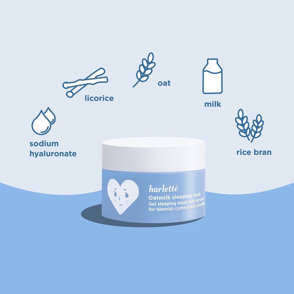 Jual Harlette Oatmilk Sleeping Mask Acne Prone, Dry, Combination