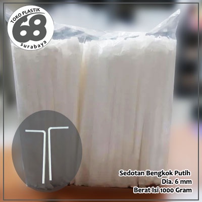 Sedotan Plastik Bengkok Putih (Kemasan 900 gram)