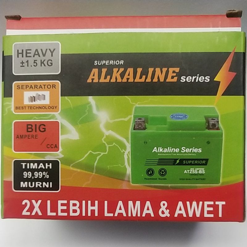Aki GTZ5S-BS Karisma Supra Beat Mio Kering MF 12V-5Ah/10Hr GTZ5 YTZ5 Alkaline  Motor SHTG