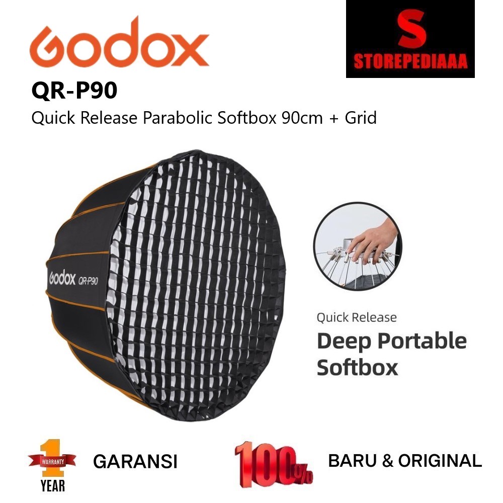Godox QR-P90 Quick Release Deep Parabolic Softbox With Honeycomb Grid