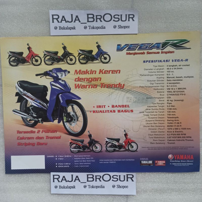 Jual Poster brosur katalog flyer Yamaha Vega R VegaR 2005 | Shopee ...