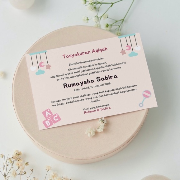 Jual Jasa Desain Kartu Tasyakuran Aqiqah | Khitan | Undangan Aqiqah