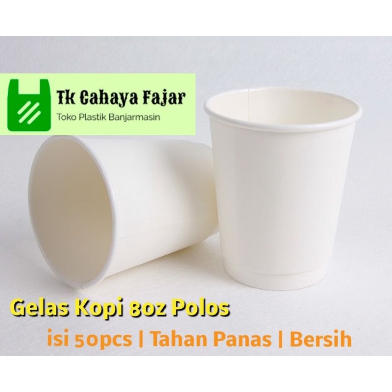 Jual Gelas Kertas Kopi Putih Polos 8oz Paper Cup Isi 50 Banjarmasin Shopee Indonesia 9764