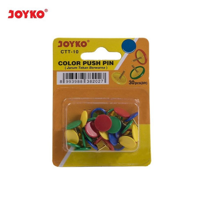Jual 1 BLISTER (30 PCS) PAKU PINES WARNA CTT10 JOYKO / COLOR TUMB TACKS ...