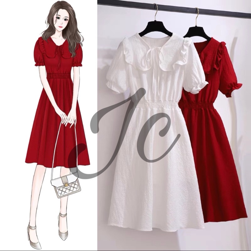 Jual JC Midi Dress Ziva Dress Wanita Premium murah Dress Korea Wanita Terbaru Dress 17 Agustus Dress Kemerdekaan Dress Merah Putih Shopee Indonesia
