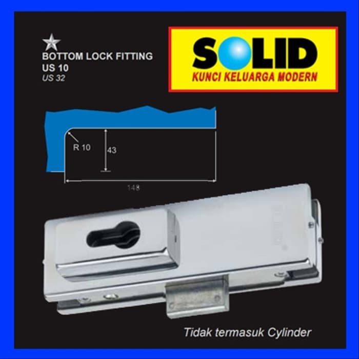 Jual SOLID - BODY KUNCI/LOCKASE PINTU KACA SOLID BOTTOM LOCK FITTING US ...