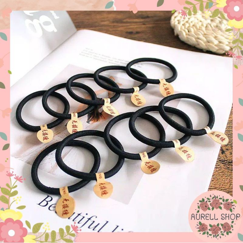 Jual [ COD ] Ikat Rambut Polos Hitam Tebal Fashion Korea Impor / Gelang ...