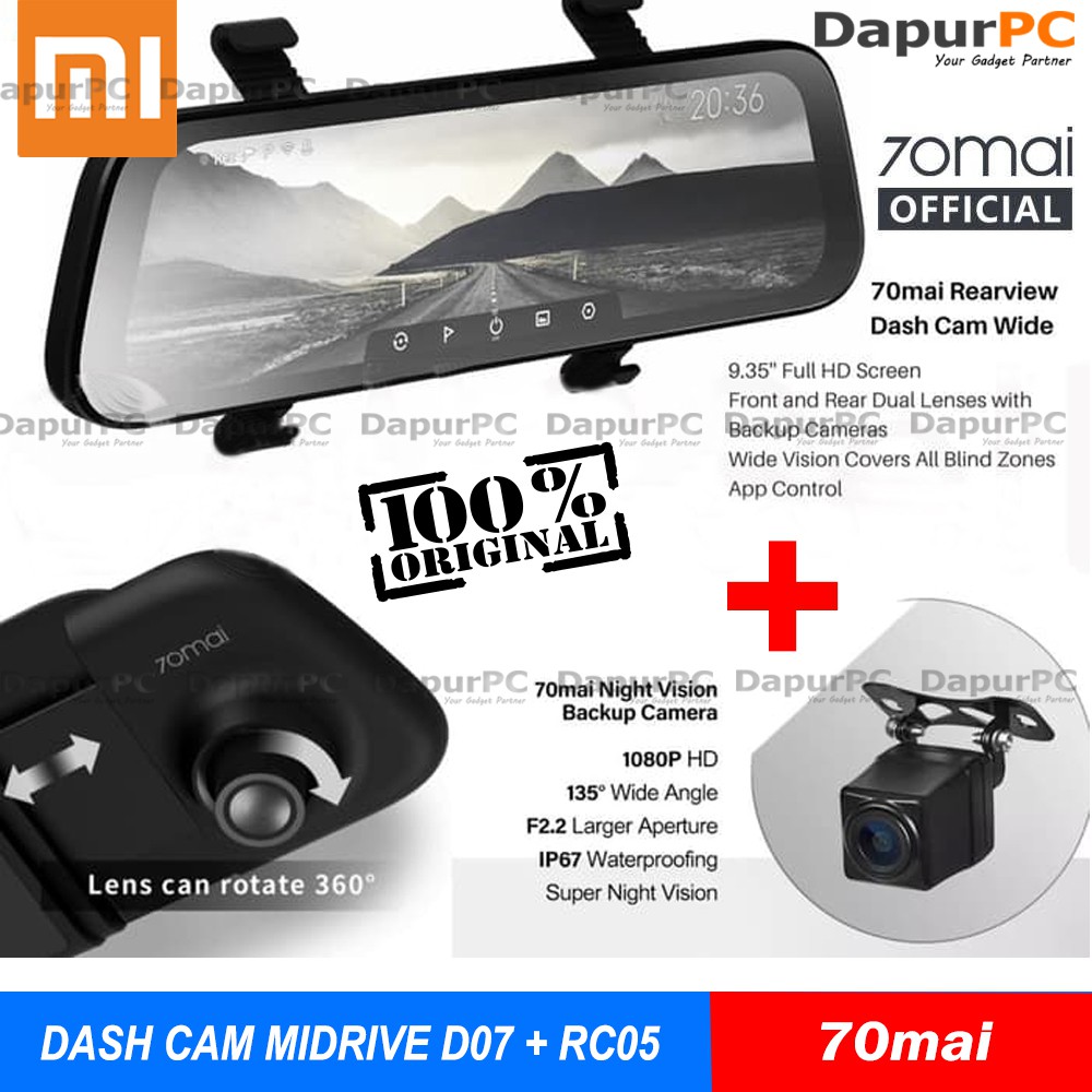 Jual 70mai Dash Cam Wide Midrive D07 & RearView Camera RC05 | Shopee ...