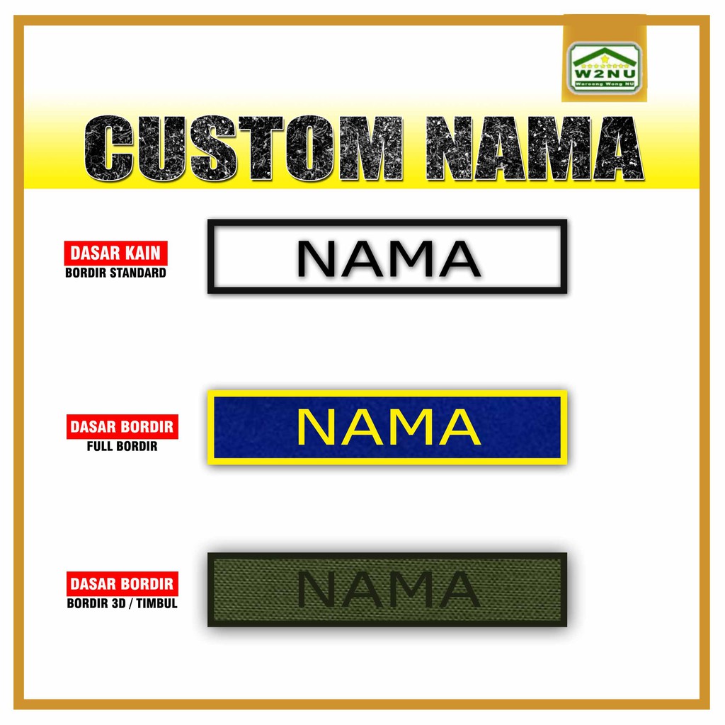 Jual Bordir Nama Sendiri Custom Patch Nama Bordir Pesan Nama Sendiri Bedge Bet Emblem Shopee