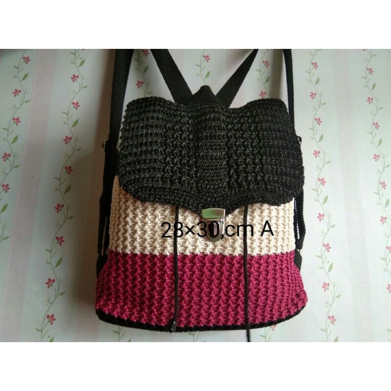 Jual Tas Rajut model ransel belang | Shopee Indonesia