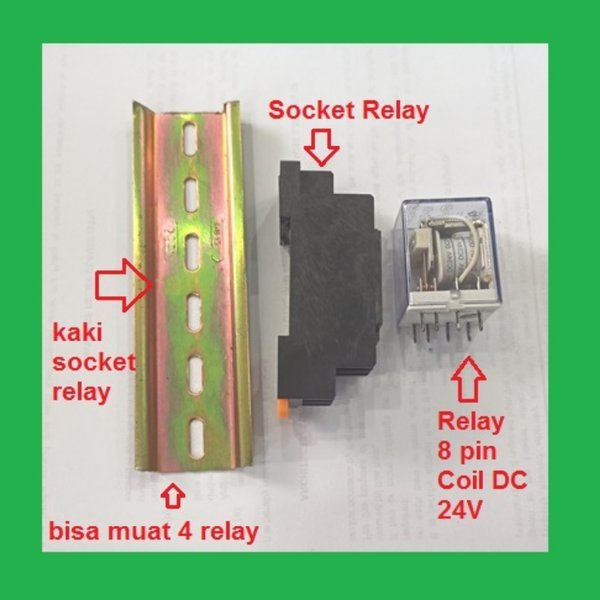 Jual Paket Relay Coil DC24V PYF08A 8pin dengan Socket Relay Original ...