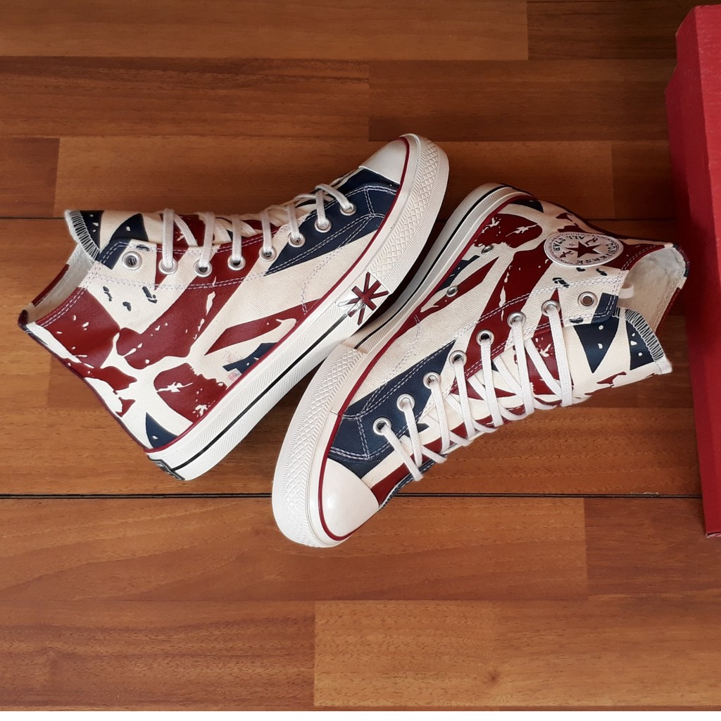 CONVERSE_70S CHUCK TAYLOR ALLSTAR HI HIGH UNION JACK BLACK SEPATU BENDERA  INGGRIS BNIB TAG - Main Image