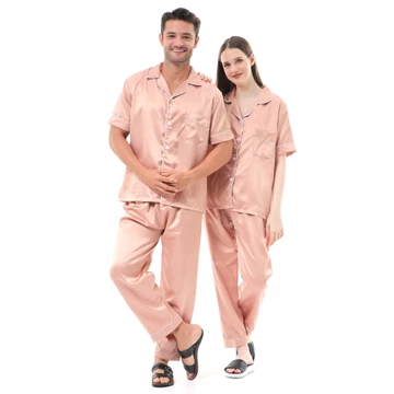 Zavyn Setelan Piyama Couple Short Sleeve Satin Lengan Pendek