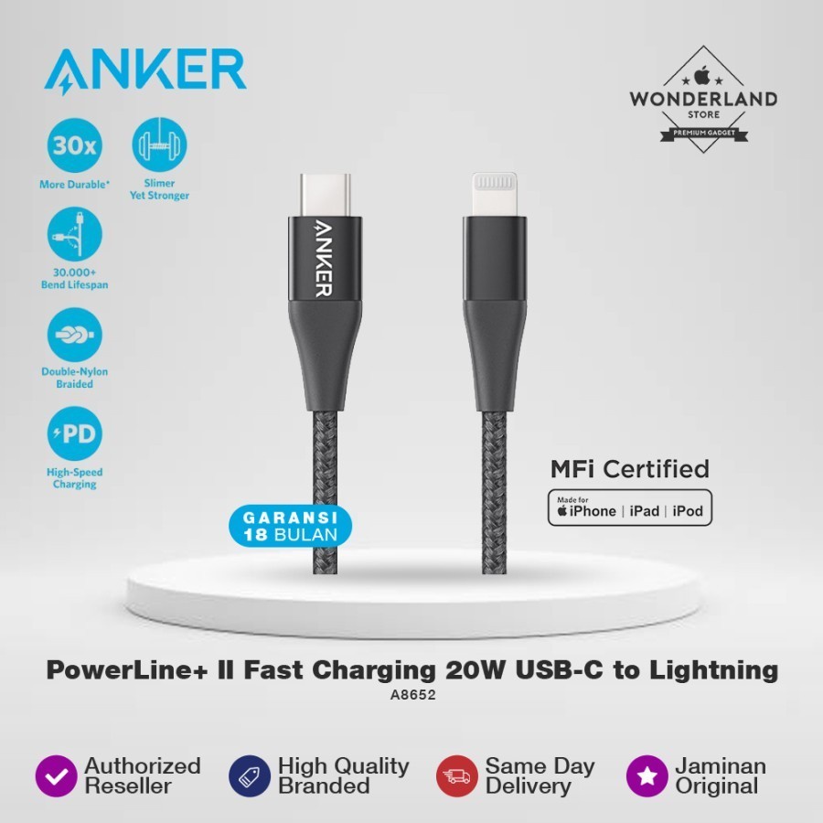 Jual Anker Kabel Data Charger PowerLine+ II Fast Charging 20W USB-C To ...