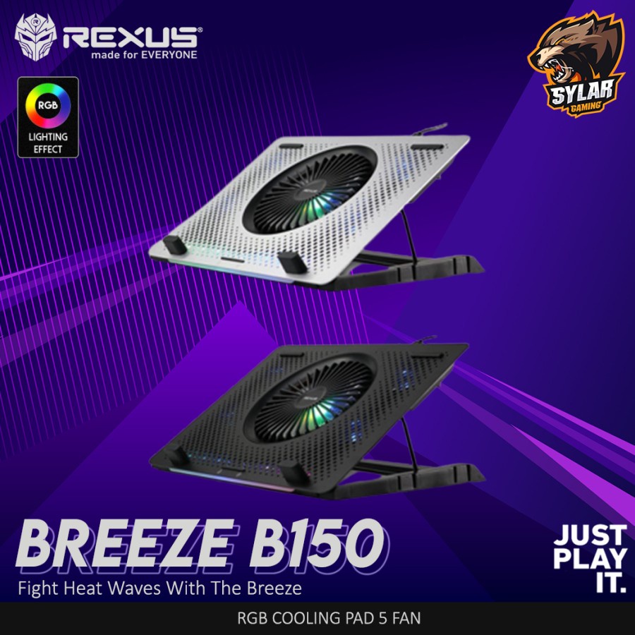 Jual Rexus Cooling Pad / Coolingpad Breeze B150 5 Fan With RGB | Shopee ...