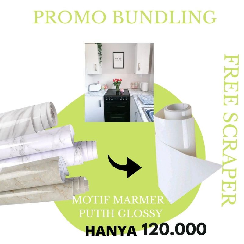 Jual sticker lemari Kitchenset meja dll PROMO BUNDLING MARMER+PUTIH ...