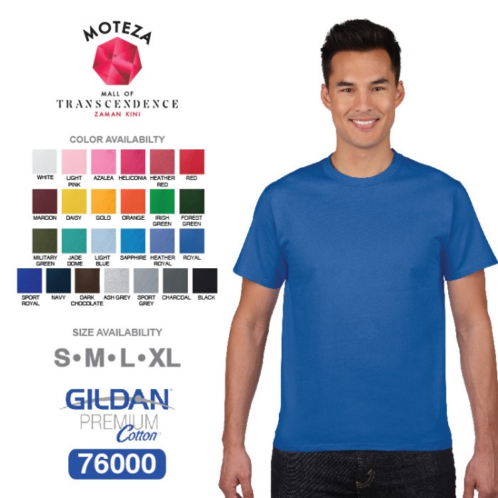 Jual KAOS POLOS COMBED 24S - GILDAN PREMIUM COTTON 76000 - WARNA (COOL ...