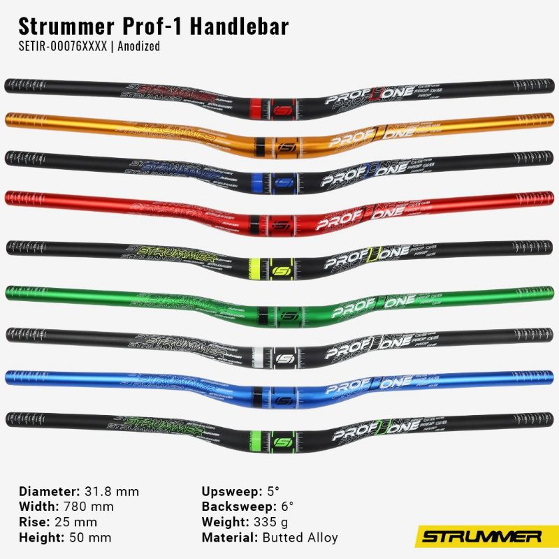 Jual HANDLEBAR/STANG/SETIR SEPEDA 31.8 STRUMMER PROF ONE HITAM DAN ...