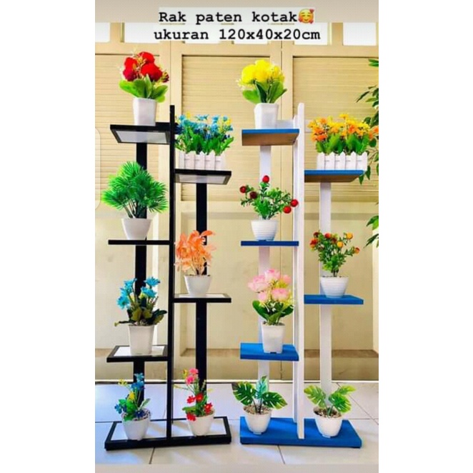 Jual Rak Bunga Susun Kayu Warna Warni 7 Pot Vas / Rak Bunga Minimalis ...