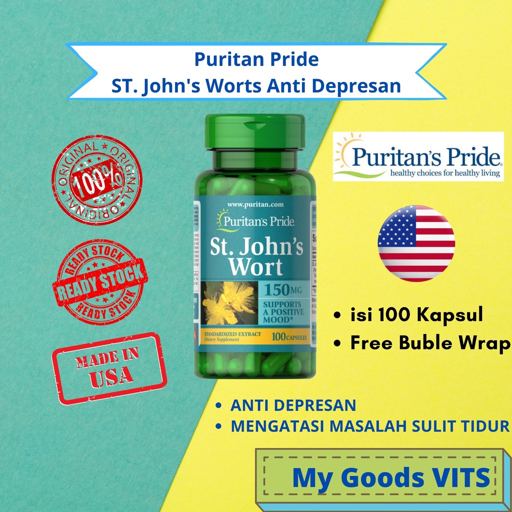 Jual Puritan Pride John's Wort Puritan's Pride Anti-Depresan 150mg isi ...