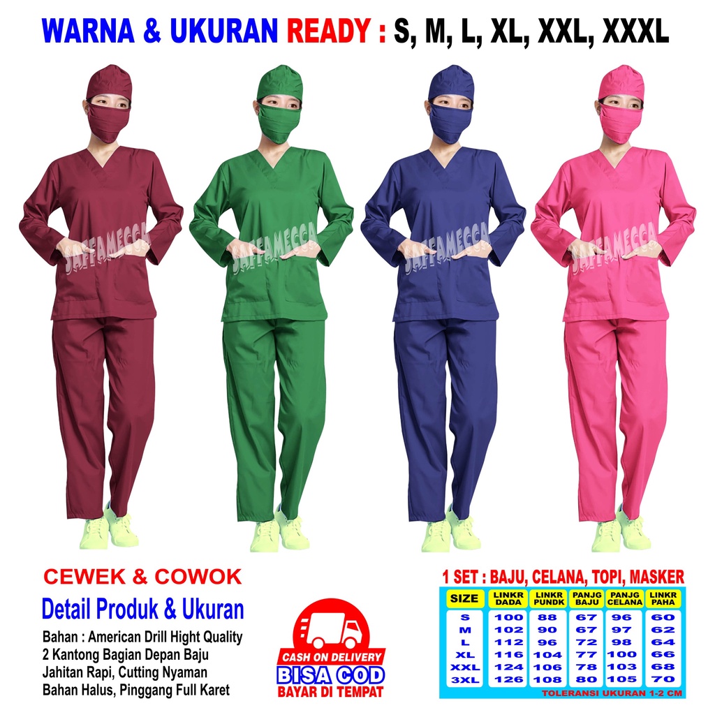 Jual Baju Ok Baju Oka Ok Oka Scrub Perawat Scrub Medis Baju Jaga Lengan Panjang Terbaru Ready 