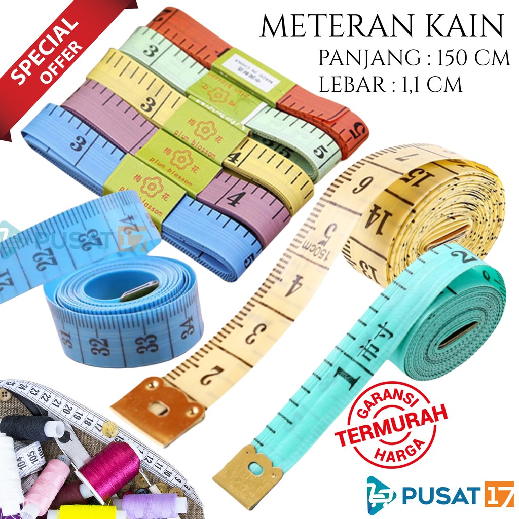 Jual Meteran Jahit Meteran Kain Alat Ukur Multifungsi 150cm Meteran Baju Badan 15 Meter 8988