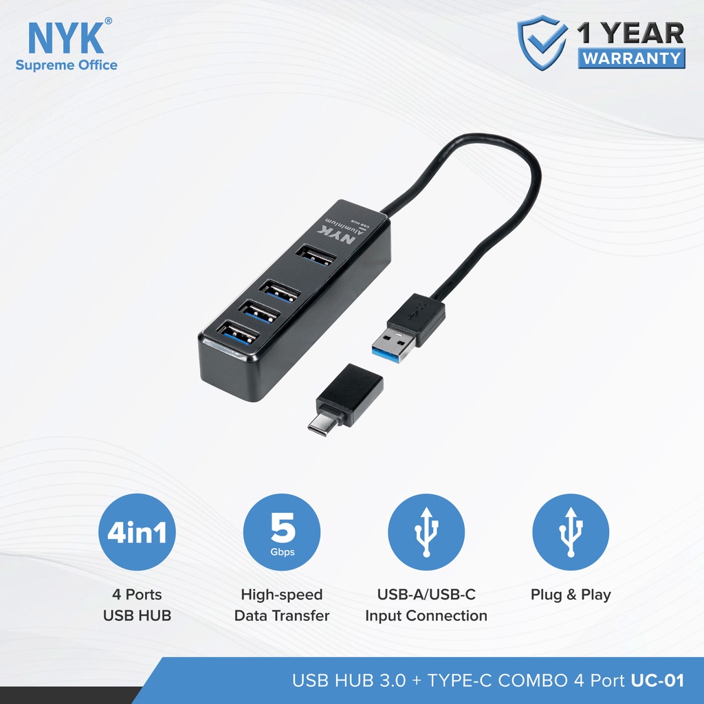 NYK USB HUB 4 in 1 High Speed 3.0 TYPE C Converter USB 3.0 UC01 COD HUB bergaransi Docking Station Data transfer Mobile phone macbook android iphone i (2)
