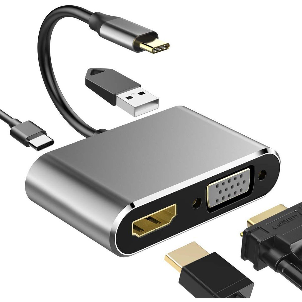 Jual Linkey Adapter USB Type C to HDMI VGA PD Charging 4K 87W D87 Gray ...