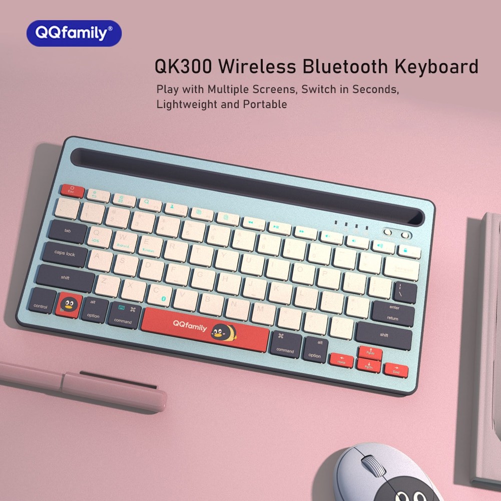 Jual Keyboard Stylish QQ Fashion QK300-Blue - Bluetooth Wireless ...