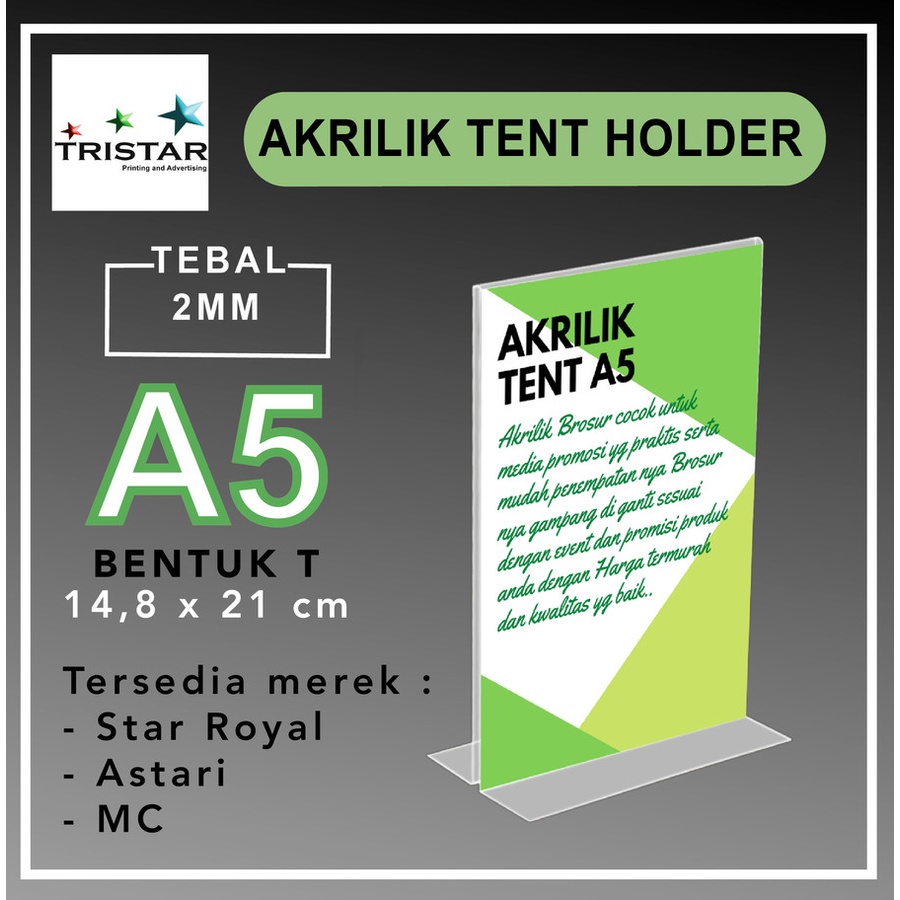 Jual AKRILIK TENT HOLDER A5 T 2mm | TEMPAT BROSUR AKRILIK TENT CARD ...