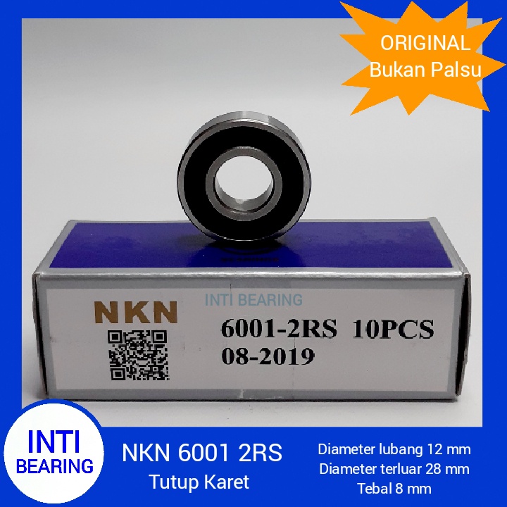 Jual BALL BEARING 6001 2RS NKN ASLI ORIGINAL LAHER BANTALAN 6001-2RS ...