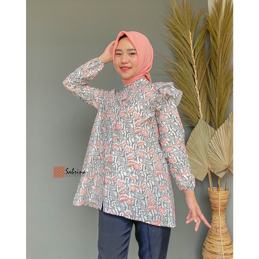 Jual BLOUSE BATIK PRIESTY Atasan Batik Kerja Kantor Wanita Busui Katun ...