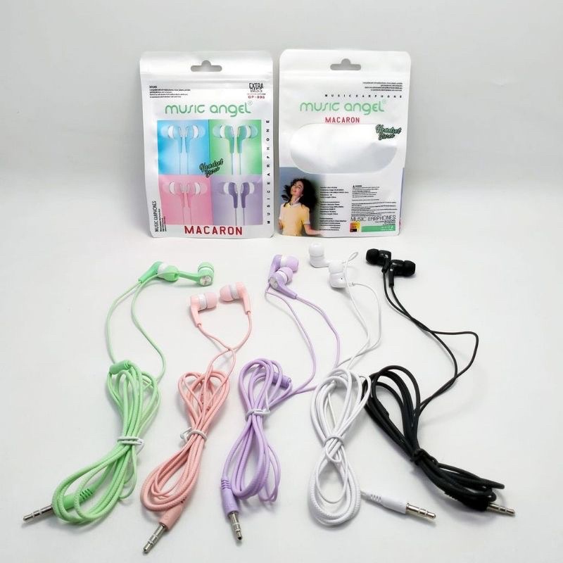 Handsfree Headset Music Angel Macaron Mate Color Hifi Extra Bass Earphone