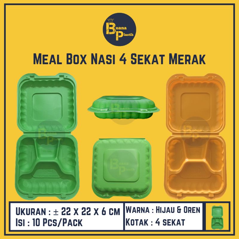 Jual Meal Box Sekat Warna Hijau Isi Pcs Mika Nasi Sekat Warna Hijau Isi Pcs Merek