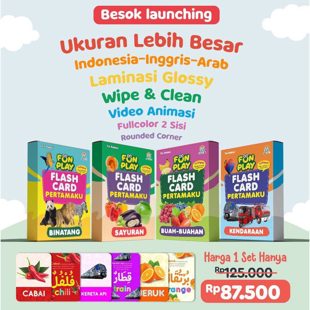 Jual 1 Paket Kartu Flash Card Edukasi Anak (Dapat 4 Box Kartu Edukasi