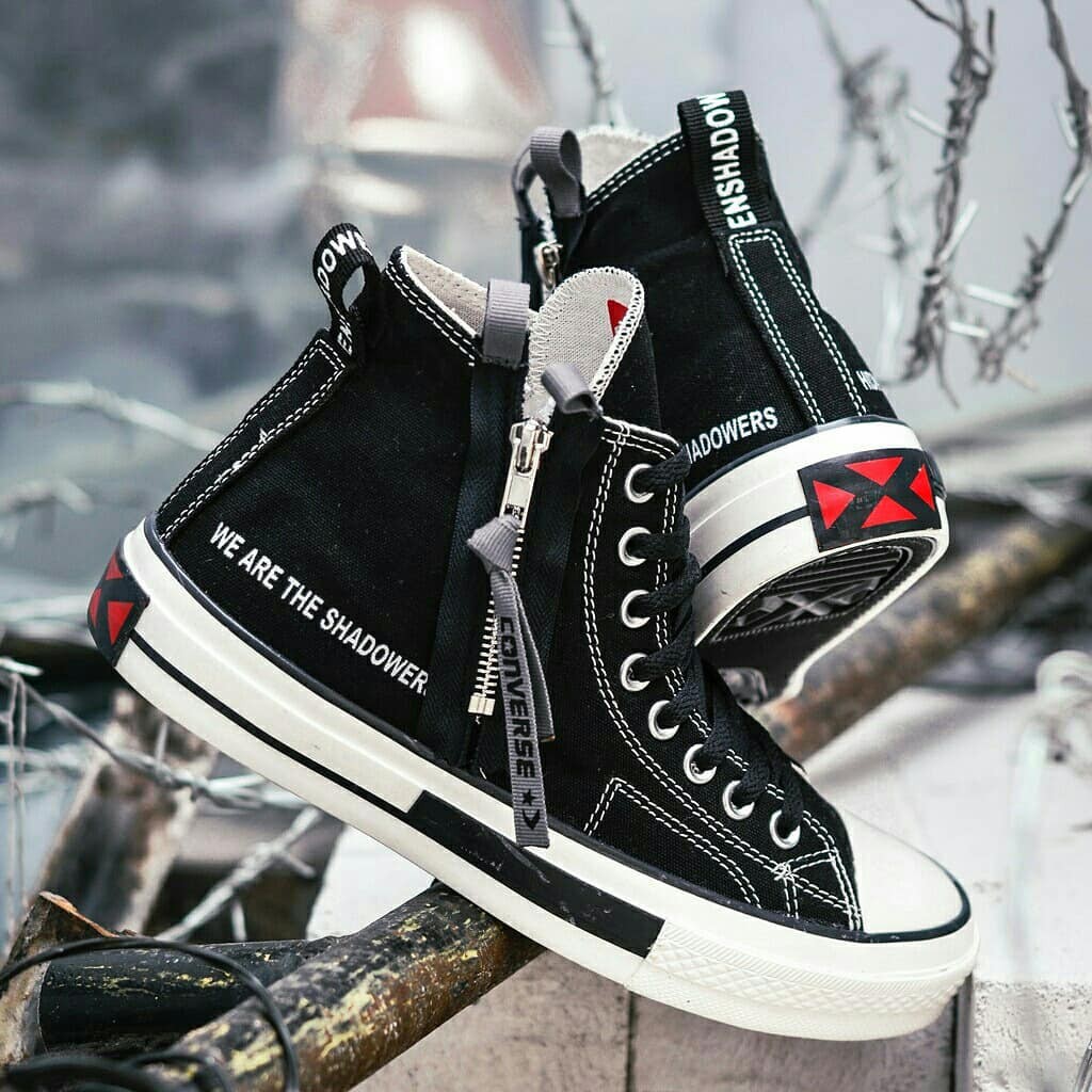 SEPATU CONVERSE ALL STAR 70S HI ZIPPER SHADOWER BLACK WHITE PREMIUM QUALITY