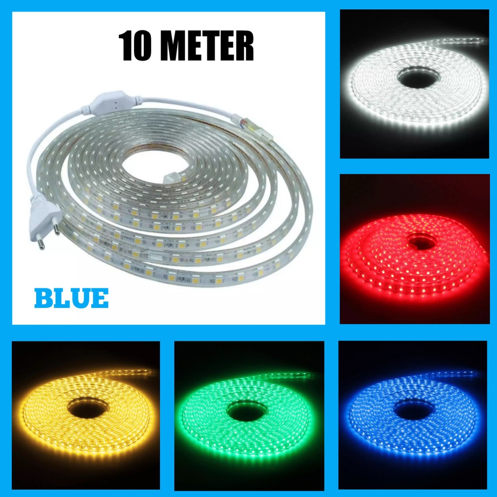 Jual Lampu LED Strip SMD5050 - 10 Meter Full + Socket Colokan | Shopee ...