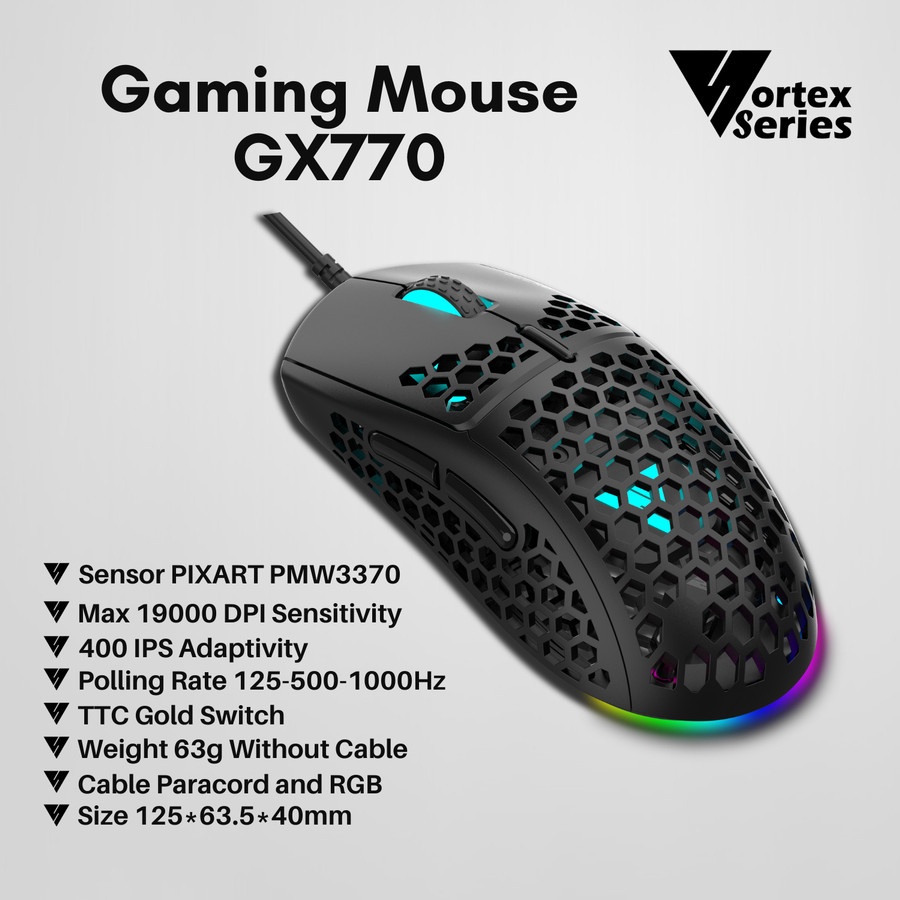 Jual Mouse Gaming Vortex GX770 RGB - Honeycomb PMW3370 Sensor | Shopee ...
