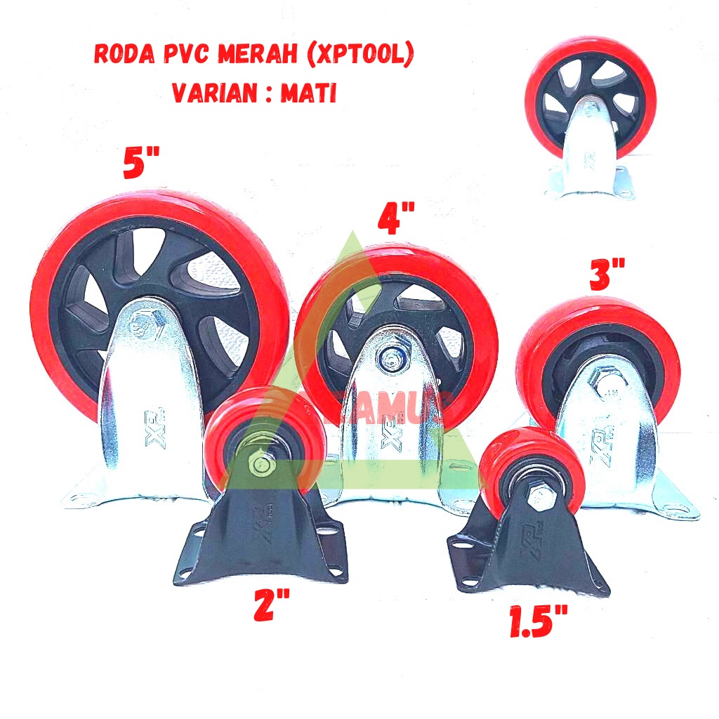 Jual Roda Troli Trolley Pvc Merah Inci Tipe Hidup Mati Rem