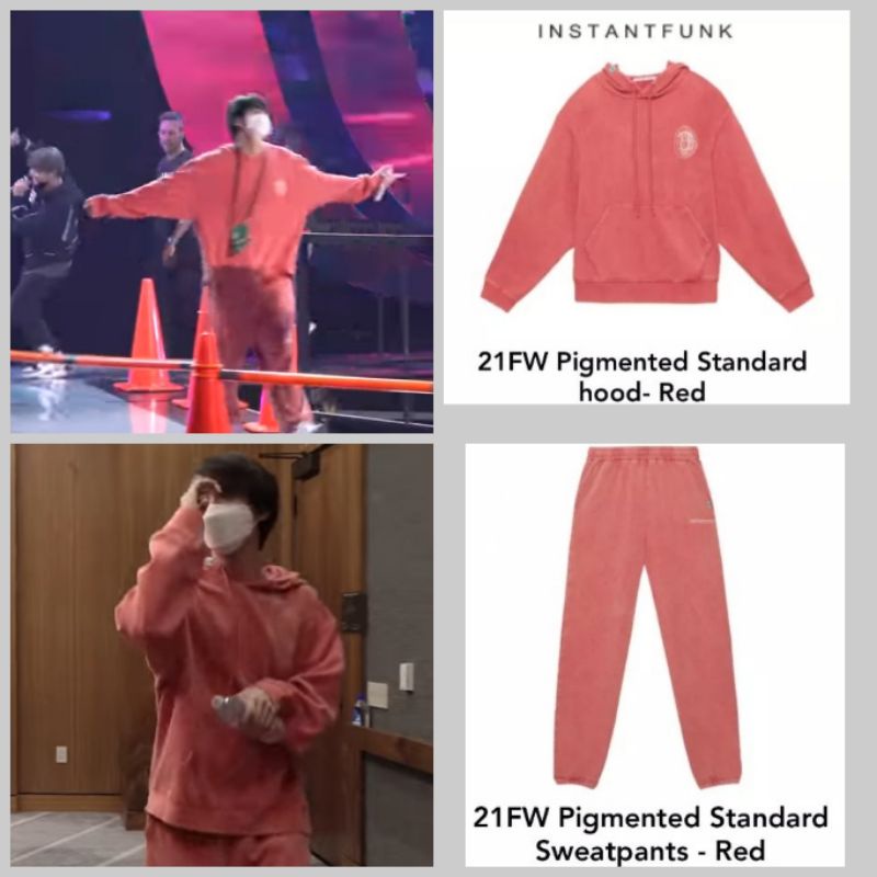 OFFICIAL BTS KIM SEOK JIN INSTANTFUNK HOODIE SWEATPANTS RED