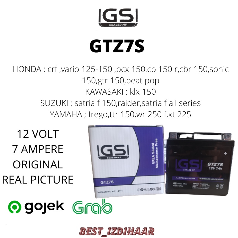 Jual AKI KERING GSD GTZ7S 7 AMPERE MOTOR SATRIA FU MERK GS D AKI MOTOR