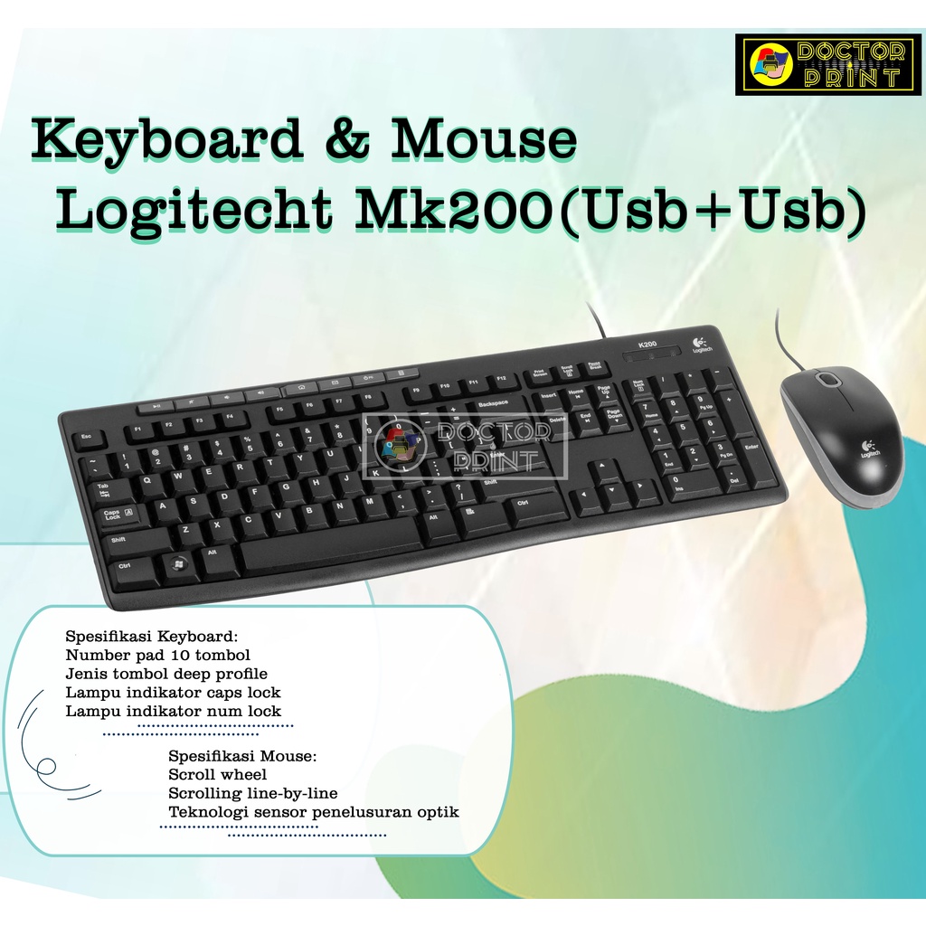 Jual Mouse Keyboard MK200 Combo / PS2 + USB Logitech | Shopee Indonesia