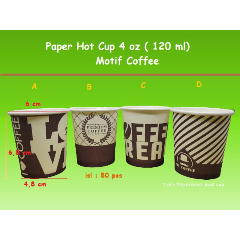 Jual Paper Hot Cup Gelas Kertas 4 Oz 120ml Coffee Isi 50 Pcs Shopee Indonesia 4624