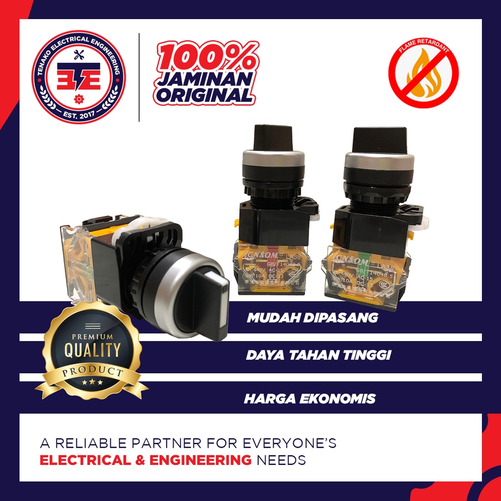 Jual Selector Switch 22mm LA38-20X3 3 Posisi ON-OFF-ON 2NO | Shopee ...