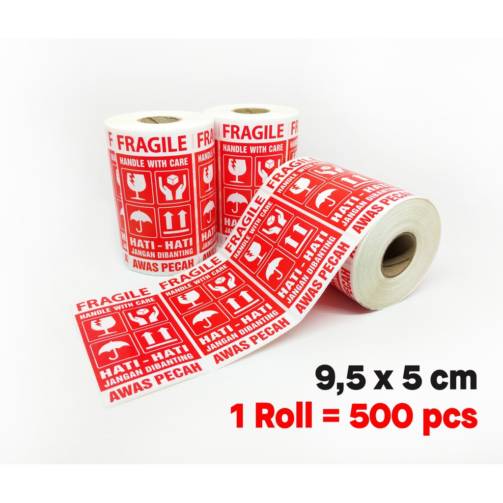 Jual Sticker Label Fragile Stiker Hati-Hati Awas Pecah 9.5 x 5 Cm (1 ...