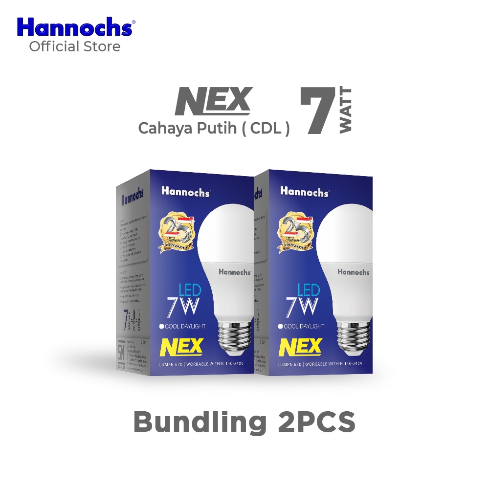 Jual Hannochs Lampu Bohlam LED NEX 7W Cahaya Putih Paket Isi 2pcs ...